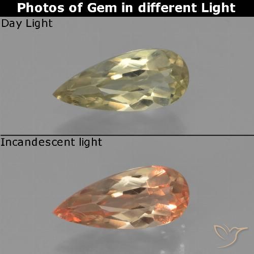 0.65ct 天然 ライトイエロー カラーチェンジディアスポラ, 洋梨の形, VVS