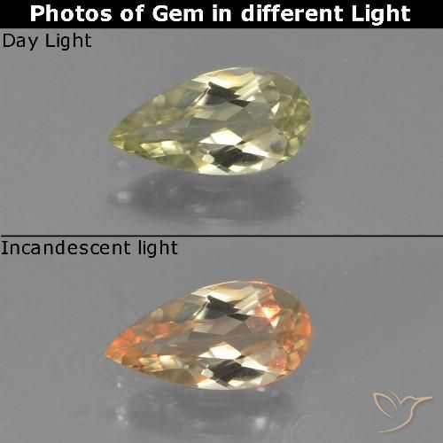 0.69ct 天然 薄いイエロー カラーチェンジディアスポラ, 洋梨の形, VVS