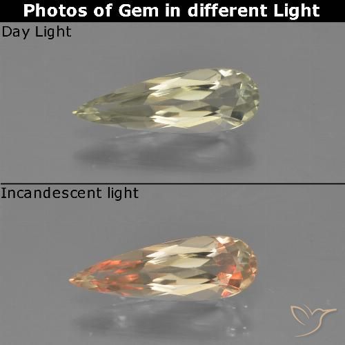 0.97ct 天然 非常に薄い黄色 カラーチェンジディアスポラ, 洋梨の形, VVS-VS