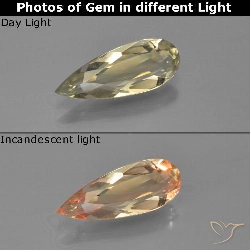 0.91ct 天然 ライトイエロー カラーチェンジディアスポラ, 洋梨の形, VVS-VS