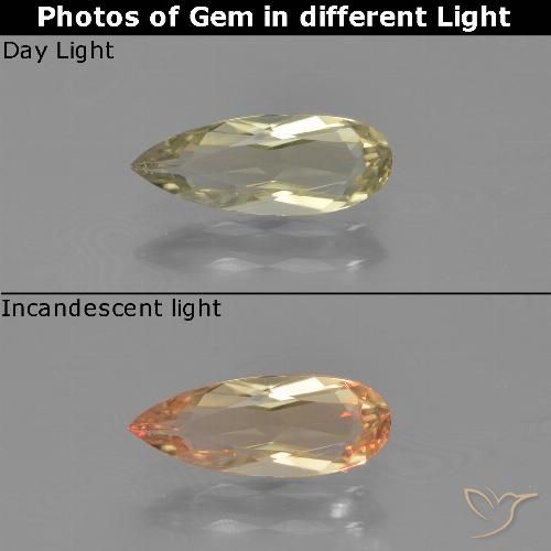 0.84ct 天然 イエローベージュ カラーチェンジディアスポラ, 洋梨の形, VVS-VS