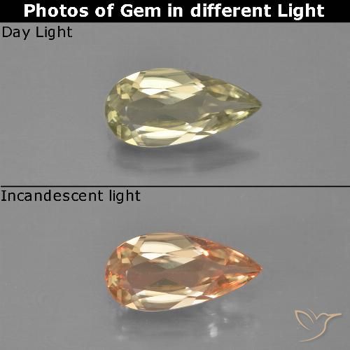 0.85ct 天然 ライトイエロー カラーチェンジディアスポラ, 洋梨の形, VVS-VS
