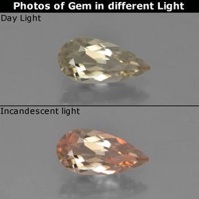 1.17カラットの天然ウォームイエロー色が変わるダイアスポア、洋梨の形、VVS-VS