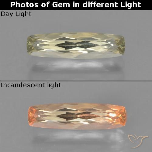 1.35ct 天然 薄いイエロー カラーチェンジディアスポラ, クッション, VVS-VS