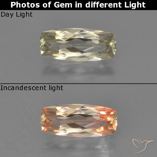 1.27ct 天然 非常に薄いゴールデンイエロー カラーチェンジディアスポラ, クッション, VVS