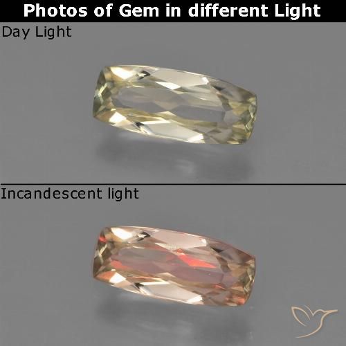 0.64ct 天然 非常に薄いゴールデンイエロー カラーチェンジディアスポラ, クッション, VVS