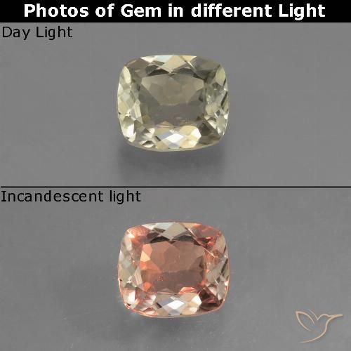 0.62ct 天然 非常に薄いゴールデンイエロー カラーチェンジディアスポラ, クッション, VVS