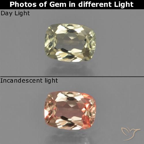 0.86ct 天然 非常に薄い黄色 カラーチェンジディアスポラ, クッション, VS