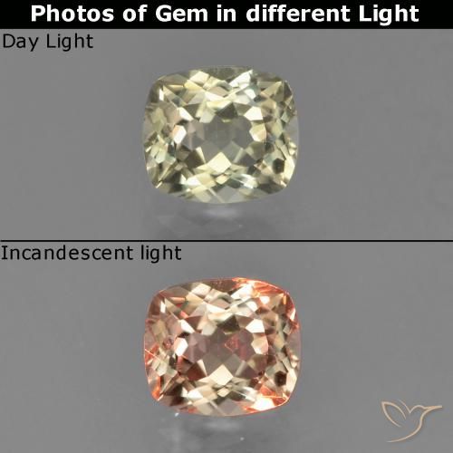 0.76ct 天然 ライトイエロー カラーチェンジディアスポラ, クッション, VVS-VS