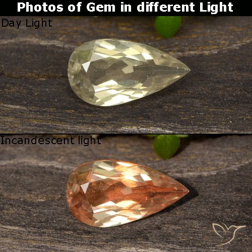 0.82ct 天然 ウォームイエロー カラーチェンジディアスポラ, 洋梨の形, VVS-VS