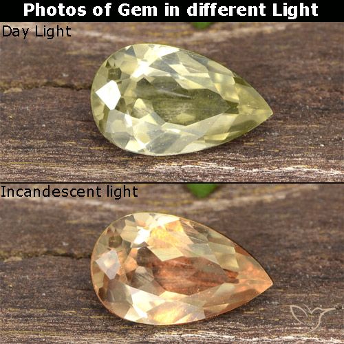 0.80ct 天然 非常に薄い黄色 カラーチェンジディアスポラ, 洋梨の形, VVS-VS