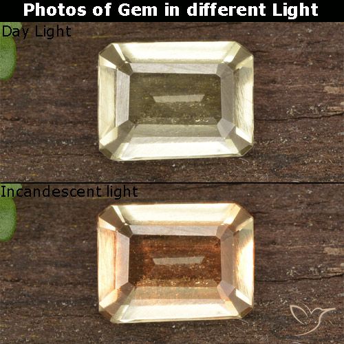 0.85ct 天然 ライトイエロー カラーチェンジディアスポラ, エメラルドカット, VVS-VS