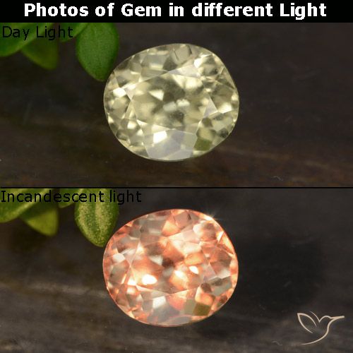 0.80ct 天然 非常に薄い黄色 カラーチェンジディアスポラ, 楕円形, VVS-VS