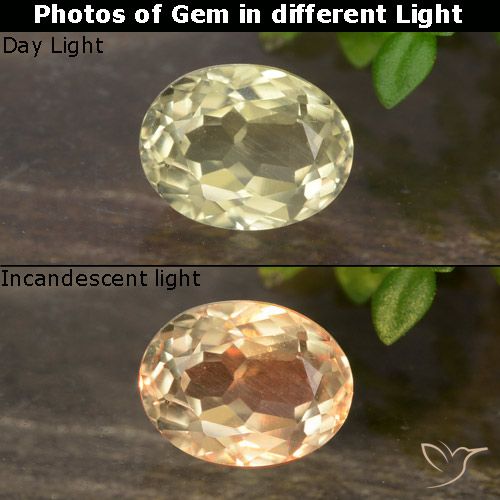 0.84ct 天然 非常に薄い黄色 カラーチェンジディアスポラ, 楕円形, VVS-VS
