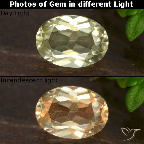 0.65ct 天然 ライトイエロー カラーチェンジディアスポラ, 楕円形, VVS-VS