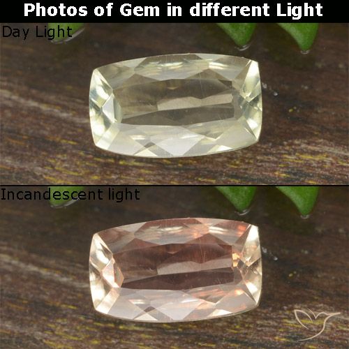 0.71ct 天然 ライトイエロー カラーチェンジディアスポラ, クッション, VVS-VS