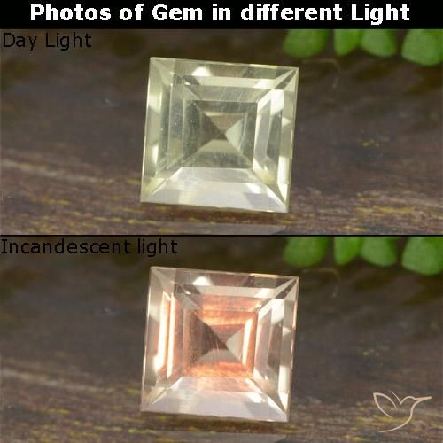 0.59ct 天然 薄いイエロー カラーチェンジディアスポラ, 四角形, VVS-VS