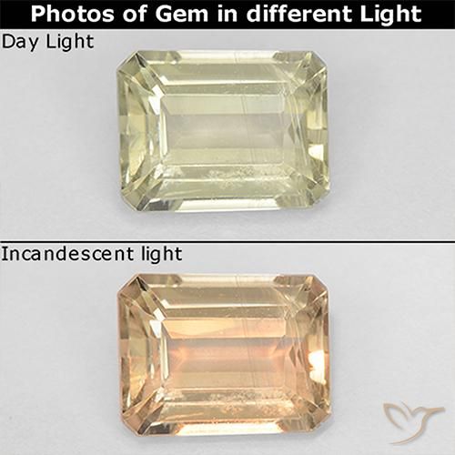 1.20ct 天然 非常に薄い黄色 カラーチェンジディアスポラ, エメラルドカット, VS