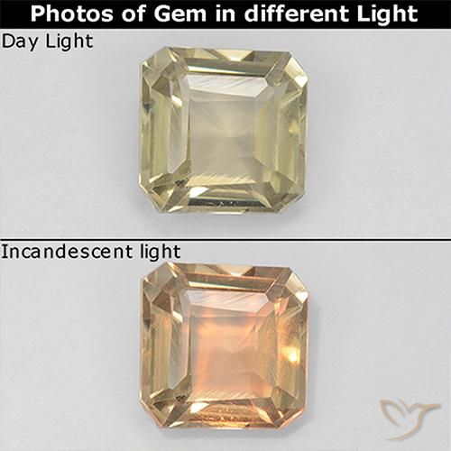 0.99ct 天然 ライトイエロー カラーチェンジディアスポラ, エメラルドカット, VS