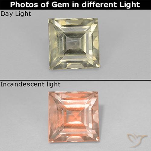 0.94ct 天然 非常に薄い黄色 カラーチェンジディアスポラ, 四角形, VS