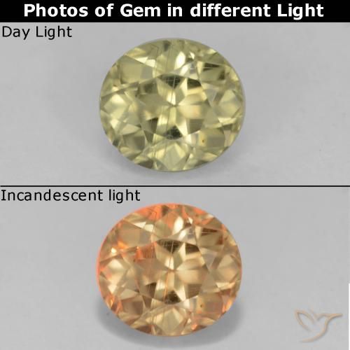 0.72ct 天然 イエローベージュ カラーチェンジディアスポラ, 楕円形, VS