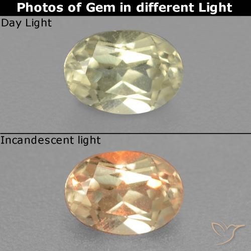 0.48ct 天然 ライトイエロー カラーチェンジディアスポラ, 楕円形, VS