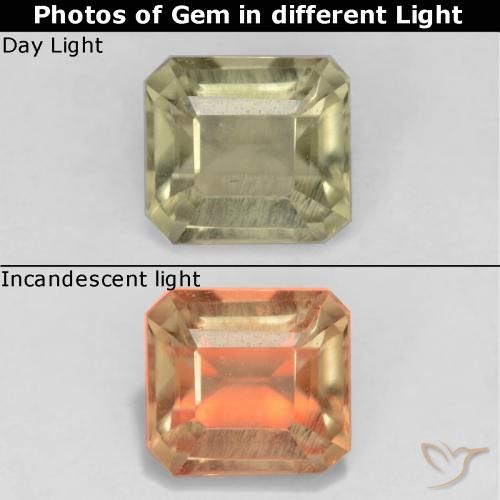 0.83ct 天然 ライトイエロー カラーチェンジディアスポラ, エメラルドカット, VS