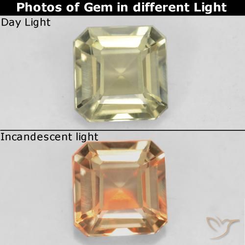 0.70ct 天然 ライトイエロー カラーチェンジディアスポラ, エメラルドカット, VS