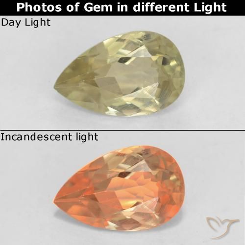 0.71ct 天然 メロウイエロー カラーチェンジディアスポラ, 洋梨の形, VS