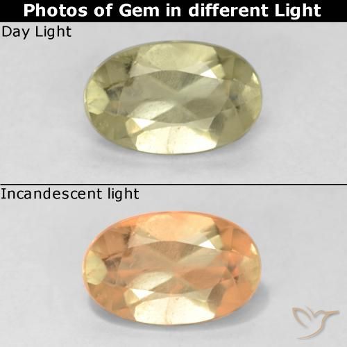 0.67ct 天然 ライトイエロー カラーチェンジディアスポラ, 楕円形, VS