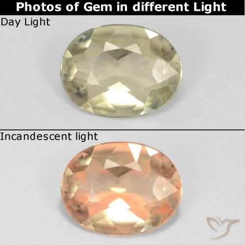0.61ct 天然 ライトイエロー カラーチェンジディアスポラ, 楕円形, VVS-VS