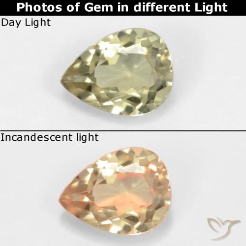 0.60ct 天然 ライトイエロー カラーチェンジディアスポラ, 洋梨の形, VVS-VS