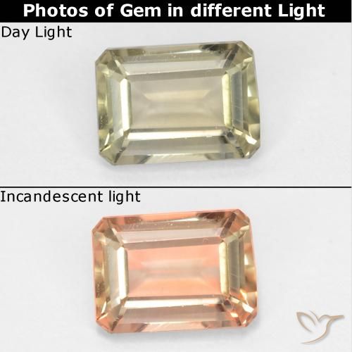 0.71ct 天然 ライトイエロー カラーチェンジディアスポラ, エメラルドカット, VS