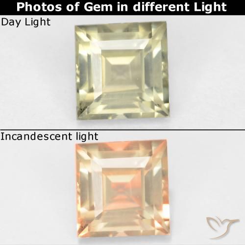 0.83ct 天然 ライトイエロー カラーチェンジディアスポラ, 四角形, VVS-VS