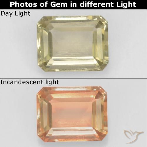 0.82ct 天然 イエローベージュ カラーチェンジディアスポラ, エメラルドカット, VS