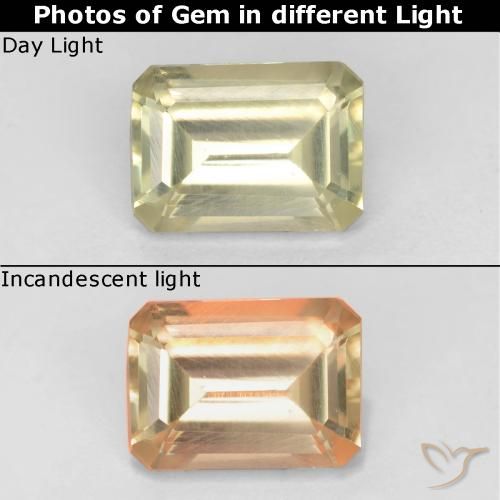 0.73ct 天然 イエローベージュ カラーチェンジディアスポラ, エメラルドカット, VS