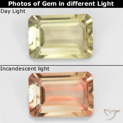 0.85ct 天然 非常に薄い黄色 カラーチェンジディアスポラ, エメラルドカット, VVS-VS