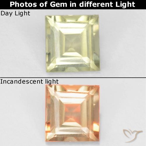 0.62ct 天然 非常に薄い黄色 カラーチェンジディアスポラ, 四角形, VVS-VS