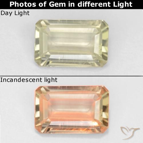 0.68ct 天然 薄いイエロー カラーチェンジディアスポラ, エメラルドカット, VVS-VS