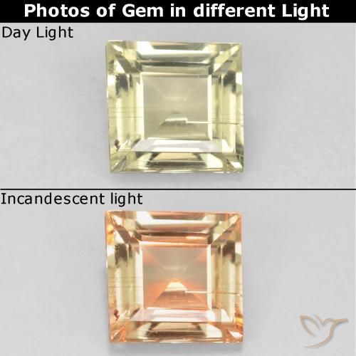 0.62ct 天然 非常に薄い黄色 カラーチェンジディアスポラ, 四角形, VS