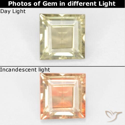0.65ct 天然 非常に薄い黄色 カラーチェンジディアスポラ, 四角形, VS