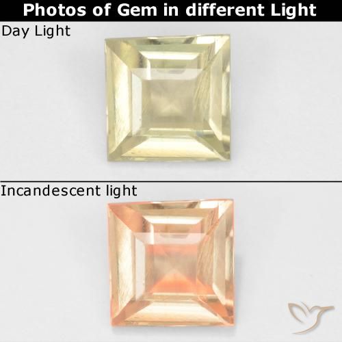 0.59ct 天然 薄いイエロー カラーチェンジディアスポラ, 四角形, VS