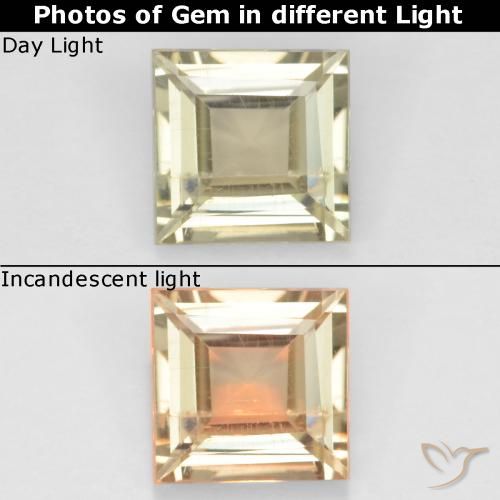 0.70ct 天然 非常に薄い黄色 カラーチェンジディアスポラ, 四角形, VS