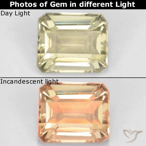 1.18ct 天然 ライトイエロー カラーチェンジディアスポラ, エメラルドカット, VS