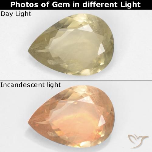 1.34ct 天然 ライトイエロー カラーチェンジディアスポラ, 洋梨の形, VS