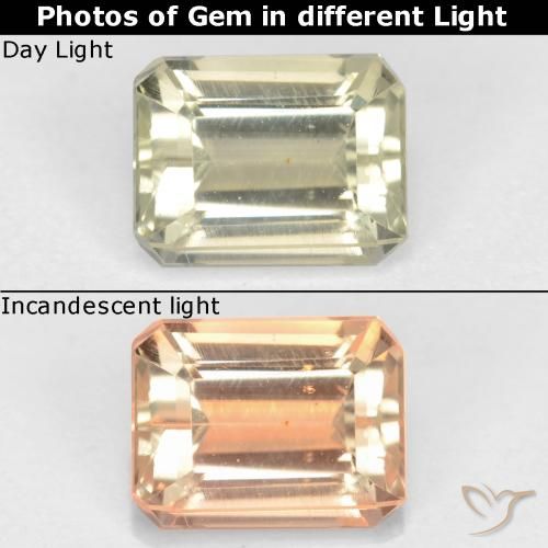 1.16ct 天然 ライトイエロー カラーチェンジディアスポラ, エメラルドカット, VS