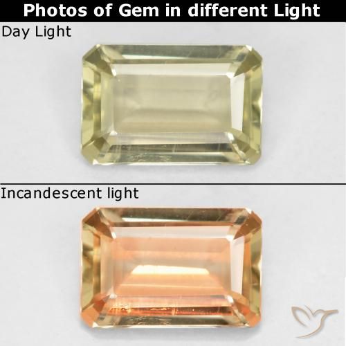 0.58ct 天然 ミディアムイエロー カラーチェンジディアスポラ, エメラルドカット, VS