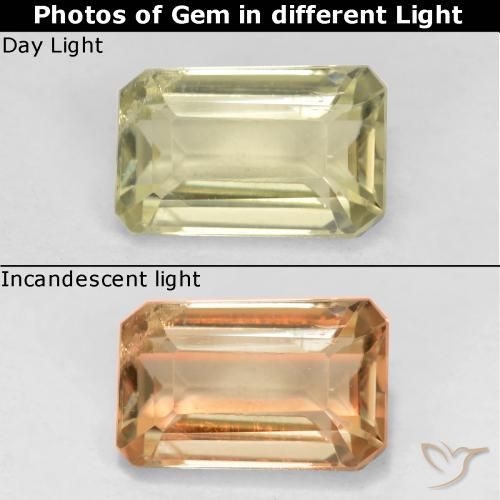 0.77ct 天然 ライトイエロー カラーチェンジディアスポラ, エメラルドカット, VS