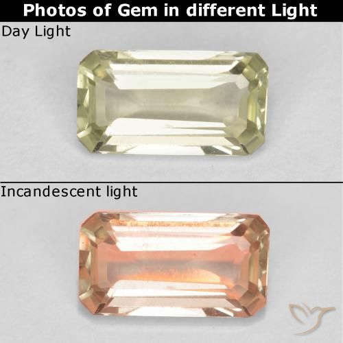 0.55ct 天然 イエローベージュ カラーチェンジディアスポラ, エメラルドカット, VS