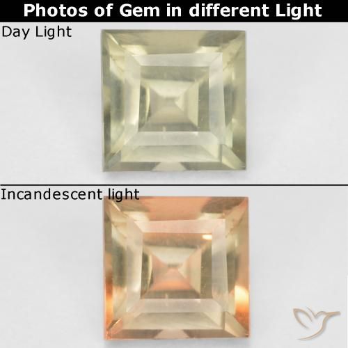 0.50ct 天然 薄いイエロー カラーチェンジディアスポラ, 四角形, VS